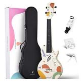 Enya Concert Ukulele Nova U 23 Carbon Fiber Travel Ukelele with Beginner Kit includes Case, Strap, Capo and Strings (NOVA U JOY)