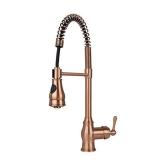 One-Handle Pre-Rinse Pull-Down Spring Copper Kitchen Faucet - Akicon