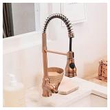 One-Handle Pre-Rinse Pull-Down Spring Copper Kitchen Faucet - Akicon