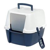 IRIS Jumbo Hooded Litter Box with Scoop, Navy