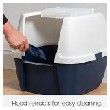 IRIS Jumbo Hooded Litter Box with Scoop, Navy