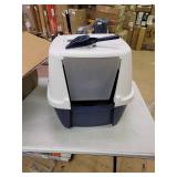 IRIS Jumbo Hooded Litter Box with Scoop, Navy
