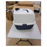 IRIS Jumbo Hooded Litter Box with Scoop, Navy
