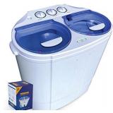 Garatic Portable Compact Mini Twin Tub Washing Machine w/Wash and Spin Cycle, Built-in Gravity Drain, 13lbs Capacity For Camping, Apartments, Dorms, College Rooms, RVs