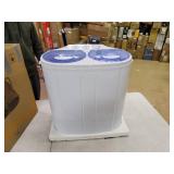 Garatic Portable Compact Mini Twin Tub Washing Machine w/Wash and Spin Cycle, Built-in Gravity Drain, 13lbs Capacity For Camping, Apartments, Dorms, College Rooms, RVs