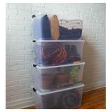 Rubbermaid Cleverstore Stackable Containers with Durable Latching Clear Lids, Visible Organization, Ideal for Large Item Storage for Garage and Basement, 95 Quart - 4 Pack