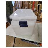 Rubbermaid Cleverstore Stackable Containers with Durable Latching Clear Lids, Visible Organization, Ideal for Large Item Storage for Garage and Basement, 95 Quart - 4 Pack