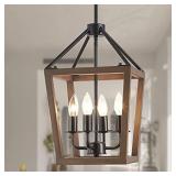 Bsyormak Rustic Chandeliers 4-Light Pendant Lighting for Kitchen Island Farmhouse Chandelier Light Fixture Semi-Flush Ceiling Light Adjustable Height E12 Bulb Base for Cafe bar Dinning Room Entryway