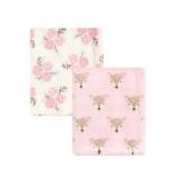 Hudson Baby Unisex Baby Cozy Plush Luxury Blankets 2pk, Floral Deer, One Size