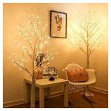 Twinkle Star 6 Feet 96 LED Lighted Birch Tree for Thanksgiving Decor Home Wedding Party Indoor Outdoor Christmas, Fall, Autumn Decoration, 2 Pack, Warm White