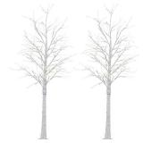 Twinkle Star 6 Feet 96 LED Lighted Birch Tree for Thanksgiving Decor Home Wedding Party Indoor Outdoor Christmas, Fall, Autumn Decoration, 2 Pack, Warm White