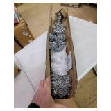 National Tree Company Pre-Lit Artificial Christmas Tree, Silver Tinsel, White Lights, Includes Stand, 4 feet