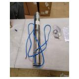 Hallmark Industries MA0419X-12AEXT Pump, 4" Deep Well Submersible, 2 hp, 230VAC/60Hz/1Ph, 35 GPM Max, Stainless Steel, with Control Box, Stainless Steel