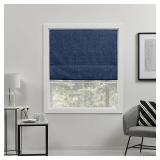 Exclusive Home Curtains Acadia Total Blackout Roman Shade, 27x64, Chambray Blue