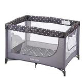 Pamo Babe Comfortable Playard,Sturdy Play Yard with Mattress(Grey)