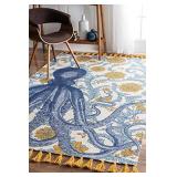 nuLOOM Thomas Paul Printed Flatweave Cotton Giant Octopus Area Rug, 4