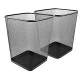 Greenco Small Trash Cans for Home or Office, 6-Pack, 6 Gallon Black Mesh Square Trash Cans, Lightweight, Sturdy for Under Desk, Kitchen, Bedroom, Den, or Recycling Can