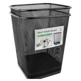 Greenco Small Trash Cans for Home or Office, 6-Pack, 6 Gallon Black Mesh Square Trash Cans, Lightweight, Sturdy for Under Desk, Kitchen, Bedroom, Den, or Recycling Can