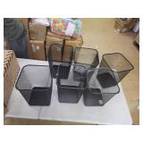 Greenco Small Trash Cans for Home or Office, 6-Pack, 6 Gallon Black Mesh Square Trash Cans, Lightweight, Sturdy for Under Desk, Kitchen, Bedroom, Den, or Recycling Can