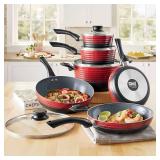 Chef Tested, 10-Piece, 2-Tone Ribbed Cookware Set, Red and Black from Montgomery Ward