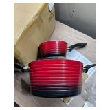 Chef Tested, 10-Piece, 2-Tone Ribbed Cookware Set, Red and Black from Montgomery Ward