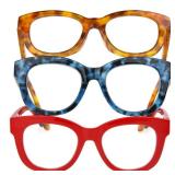 OPTIQUE Limited Collection Cateye Reading Glasses with Chain and Cloth (3 pack) +2.00