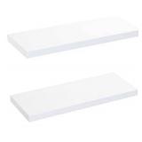 AMADA HOMEFURNISHING Floating Shelves White, 24 Inch Large Wall Shelf for Living Room, Bedroom, Bathroom, Kitchen Storage & Decor, Set of 2-AMFS06