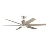 home decorators collection yg493a-bn kensgrove 54 in. integrated led indoor brushed nickel ceiling fan with light kit and remote control