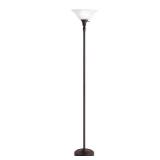 Hampton Bay 72 in. Bronze Torchiere Floor Lamp with Alabaster Glass Shade