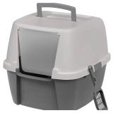 IRIS USA Large Hooded Corner Litter Box with Scoop