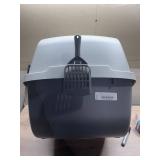 IRIS USA Large Hooded Corner Litter Box with Scoop