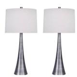 Tapered Metal 29.5-inch Table Lamp Set with Linen Shade (Set of 2)- Retail:$124.49