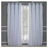 Exclusive Home Curtains Catarina Layered Solid Room Darkening Blackout and Sheer Grommet Top Curtain Panel Pair, 52x84, Aqua