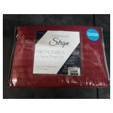 Embossed Stripe Microfiber 4 Piece Sheet Set, Queen, Red