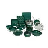 Granitestone 20 Piece Non-Stick Cookware Set, Granite Coated, PFOA Free, Oven Safe, Dishwasher Safe, Green