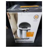 simplehuman 10 Liter / 2.3 Gallon Small Semi-Round Bathroom Step Trash Can, Brushed Stainless Steel