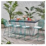 Niez Outdoor Wire Counter Stools with Cushions (Set of 2) by Christopher Knight Home