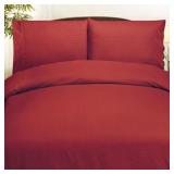 Embossed Stripe Microfiber 4 Piece Sheet Set, Queen, Red