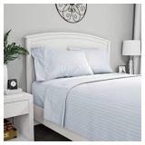 Embossed Stripe Microfiber 4 Piece Sheet Set, Queen, White