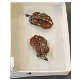 Sterling silver peacock clip on earrings