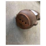 Cast iron coin bank, boy sitting on pot