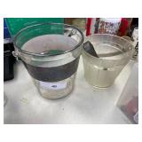 Glass ice buckets with handles, 1 tong