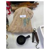 Pocket balance scales x2, superior fdry inc cast iron scoop with clothes line wood pins