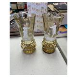 Mary gregory glass/vases, boy and girl design handpainted. as-is, chips on rims.