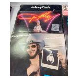 Vintage records Hank williams jr, dolly parton, johnny cash QTY 9