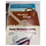 Vintage records hank williams (4), johnny cash (1), weylon and willie (1)