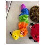 Vintage beanie buddies- 1999 Lucky ( lady bug), 1999 slither (snake), 1999 Inch (caterpillar).