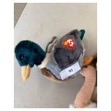 Vintage beanie buddies- 1998 Stretch (ostrich), 1998 drake (duck), 1998 Beak (sand piper)