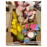 Large quantity chicks, chickens and plush swan decor.