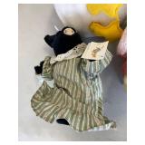 Plush stuffed vintage animal/dolls. eden and beatrix potter brand, duck, pig wig, pink round plush pig no tags.